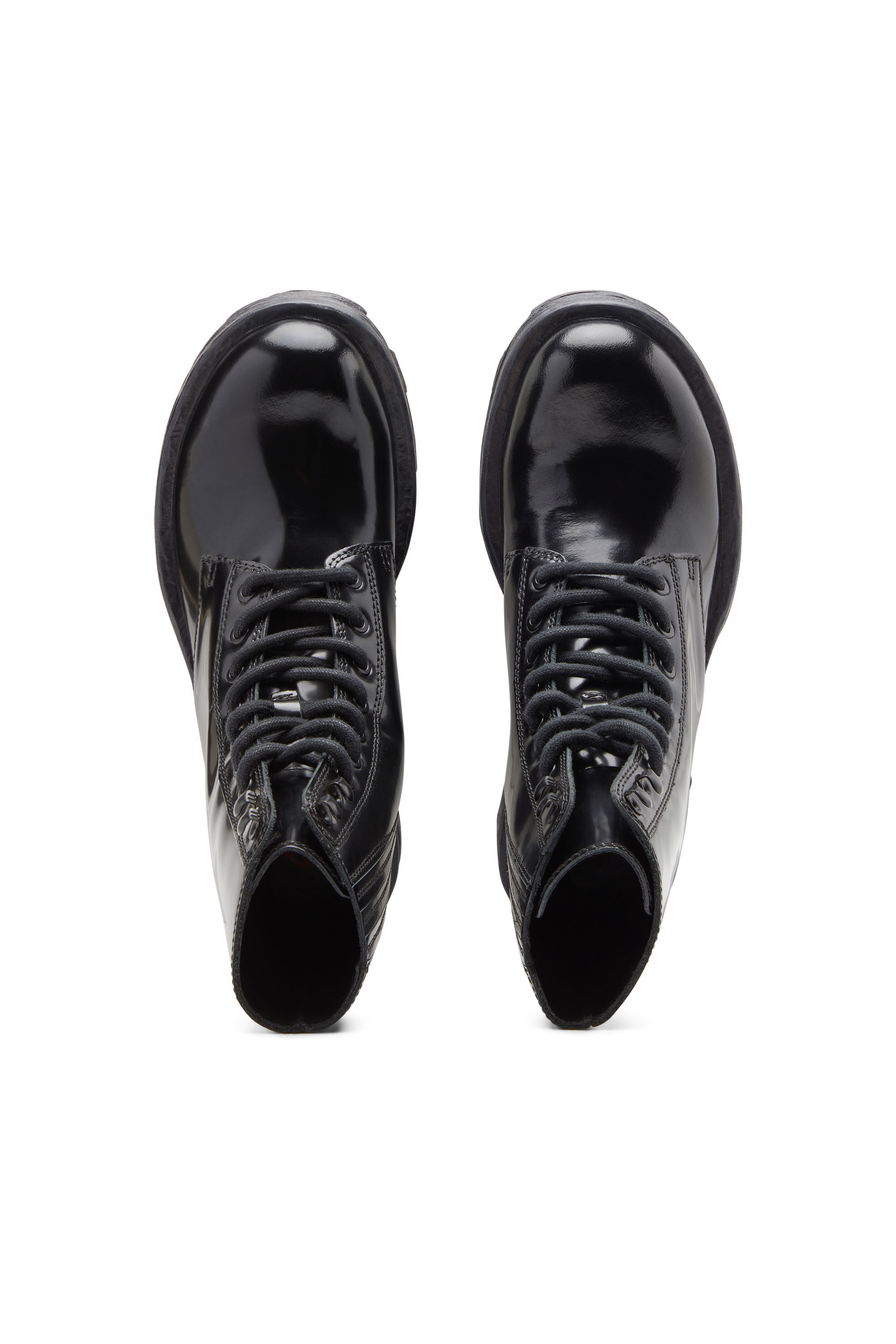 Diesel - D-HAMMER BT W, Woman's D-Hammer-Combat boots in glossed leather in Black - 5